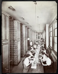 Women Working in a Filing Room, Under Male Supervision, at the Metropolitan Life Insurance Co. at 23rd Street and Madison Avenue, 1907