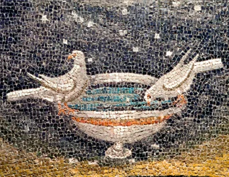 Doves drinking at the fountain (Detail of a mosaic, 425 approx.)