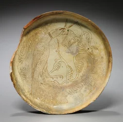 Deep Plate with Hawk, Rabbit, and Foliage