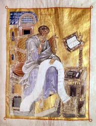 Saint Mark represented in a 13th century Byzantine manuscript, London, Victoria and Albert.
