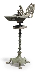 A Byzantine Bronze Oil Lamp and Stand, c.5th-6th Century AD