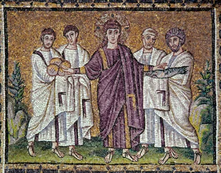 The multiplication of bread and fish (detail)