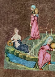 Rebecca and Eliezer at the well, from the Vienna Genesis