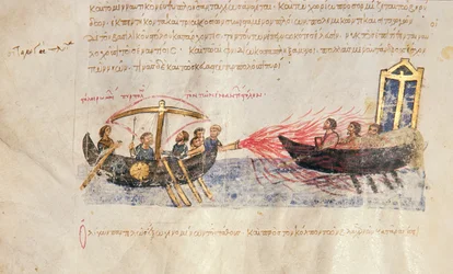Greek Fire, from the Madrid Skylitzes