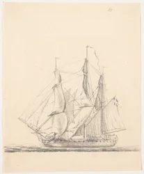 Naval Ship Under Full Sail