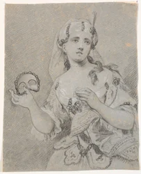 Young Lady in Turkish Costume with Half Mask in Hand