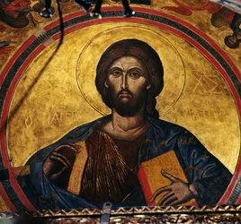 Blessing Christ, fresco in dome of monastery of St John Theologian (Unesco World Heritage List)