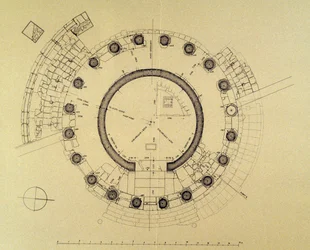 Floor plan of Temple of Vesta or Hercules Victor, by German archaeologist Friedrich Rakob (1931-2007)