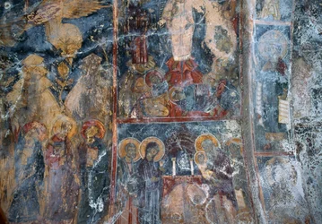 Fresco in church of Metamorphosis Sotiros, Voutas, Crete, Greece