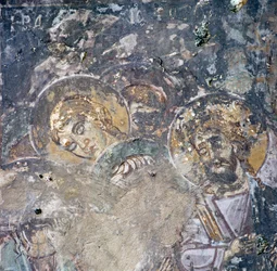 Saints, fresco in church in Kandanos, Crete, Greece