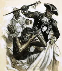 Unidentified black officer beating another man