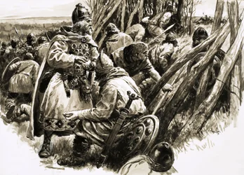With a small band of loyal followers, King Alfred retreated into the marshes