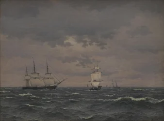 A Corvette Reefing Sails in a Freshening Wind and Some Other Ships