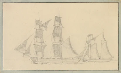 A Brig and a Schooner Under Sail