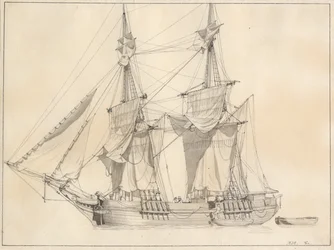 A Brig Drying Sails