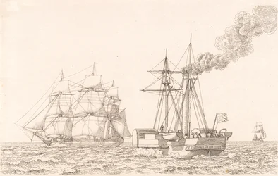 Paddle Steamer and Sailing Ship