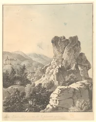 View from Harzen, from Teufelsmauer, the Blankenburg Castle in the Background