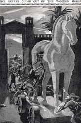 The Greeks Climb out of the Wooden Horse, illustration from 
