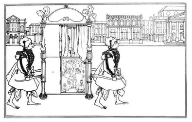 Sedan Chair on the Road, Frontispiece from Juvenal, in The Yellow Book Volume IV