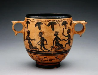 Skyphos with Parody Scenes, c.430-410 BC
