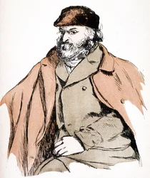 Illustration portrait of Paul Cezanne, French artist and Post-Impressionist painter