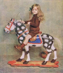 The girl with the wooden horse, illustration from My Magazine