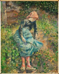 The Shepherdess or Young Girl with a Stick, Seated Peasant