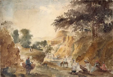 Landscape with figures by a river, 1853-1854