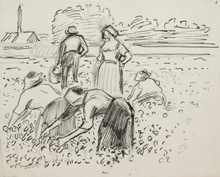 Study of Five Peasant Figures Working in a Field