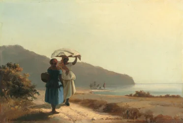 Two Women Chatting by the Sea, St. Thomas, 1856.