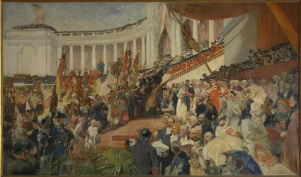 The patriotic celebration of the fiftieth anniversary of the Belgian independence