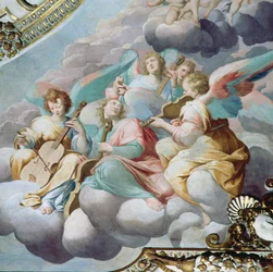 (detail) of angel musicians from the vault of the choir