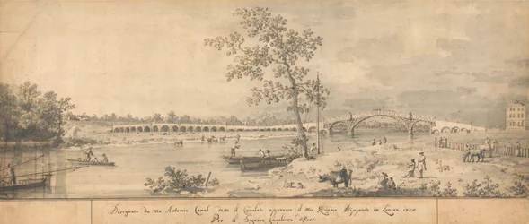 Old Walton Bridge seen from the Middlesex Shore
