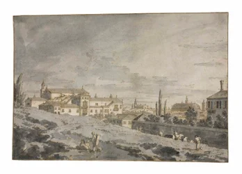 View of Padua from outside the city walls with the Church of San Francesco