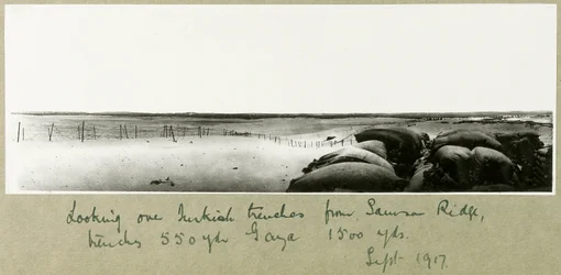 Looking over Turkish trenches from Samson Ridge