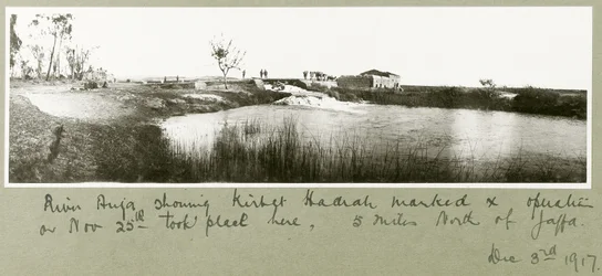 River Auja, showing Khirbet Hadrah, 3rd December 1917