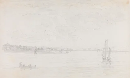 Sketch of Cowes, Isle of Wight, from the Solent