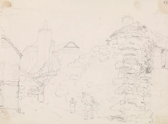 Sketch of Stone Cottages in a Village
