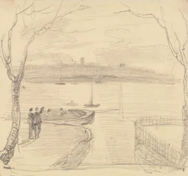 Sketched View from East Cowes, West Cowes in the Distance