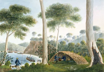 Native Hut of Adventure Bay, Van Diemans Land, 1792
