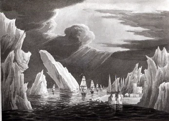 Passage through the Ice, 16th June 1818 engraved by D. Havell