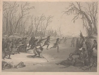 Ball Play of the Dahcota (Sioux) Indians, etching by Charles Kennedy Burt, by December 1850