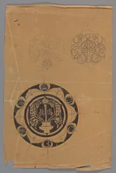 Design for a plate with crown and monogram