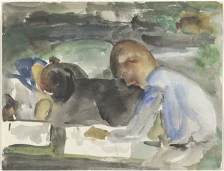 Two Drawing Children