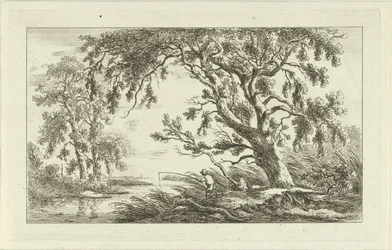 Fisherman in a River Landscape