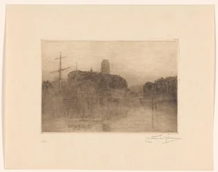 View of the New Harbor in Dordrecht at Evening