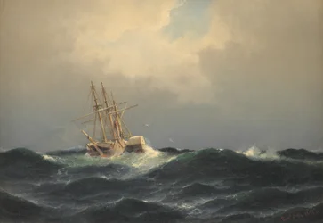 A Steamship in a Storm in the Atlantic