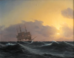 Frigate in a Storm with Reefed Sails