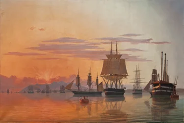 The frigate Thetis and the corvette Flora on the river Tagus