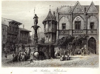 The Rathhaus, Hildesheim, engraved by J.J. Crew, printed by Cassell and Company Ltd